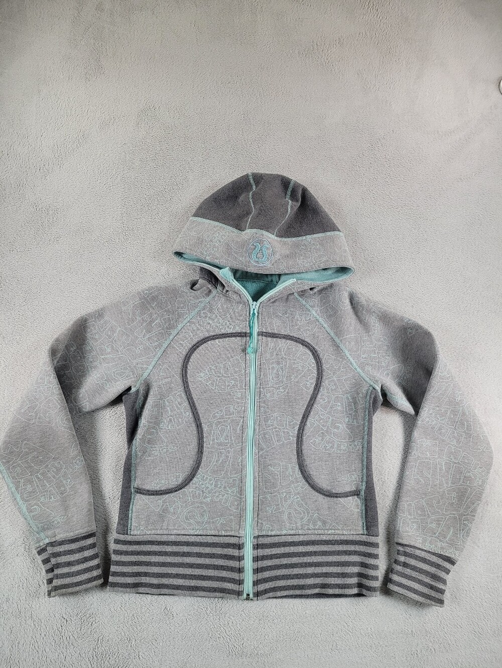 Lululemon Y2K Gray & Turquoise Full Zip Hoodie
